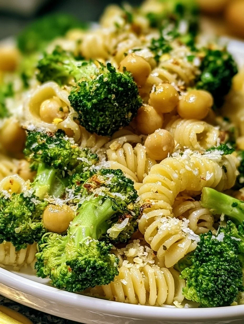 Brokkoli-Kichererbsen Pasta mit Knoblauch-Olivenöl
