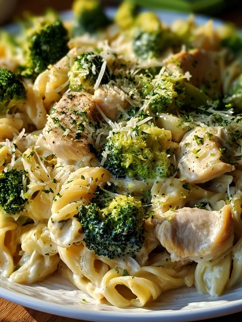 Cremige Hähnchen- Brokkoli-Pasta