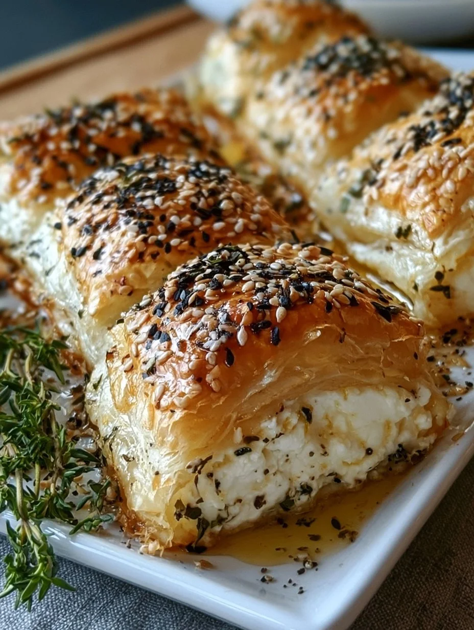 Feta im Blätterteig mit Sesam und Thymian