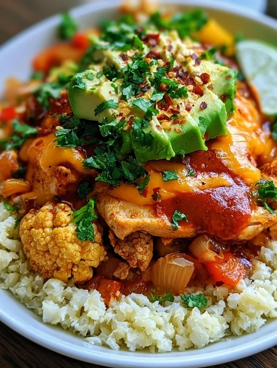 Hühnchen-Enchilada mit Blumenkohlreis-Schalen