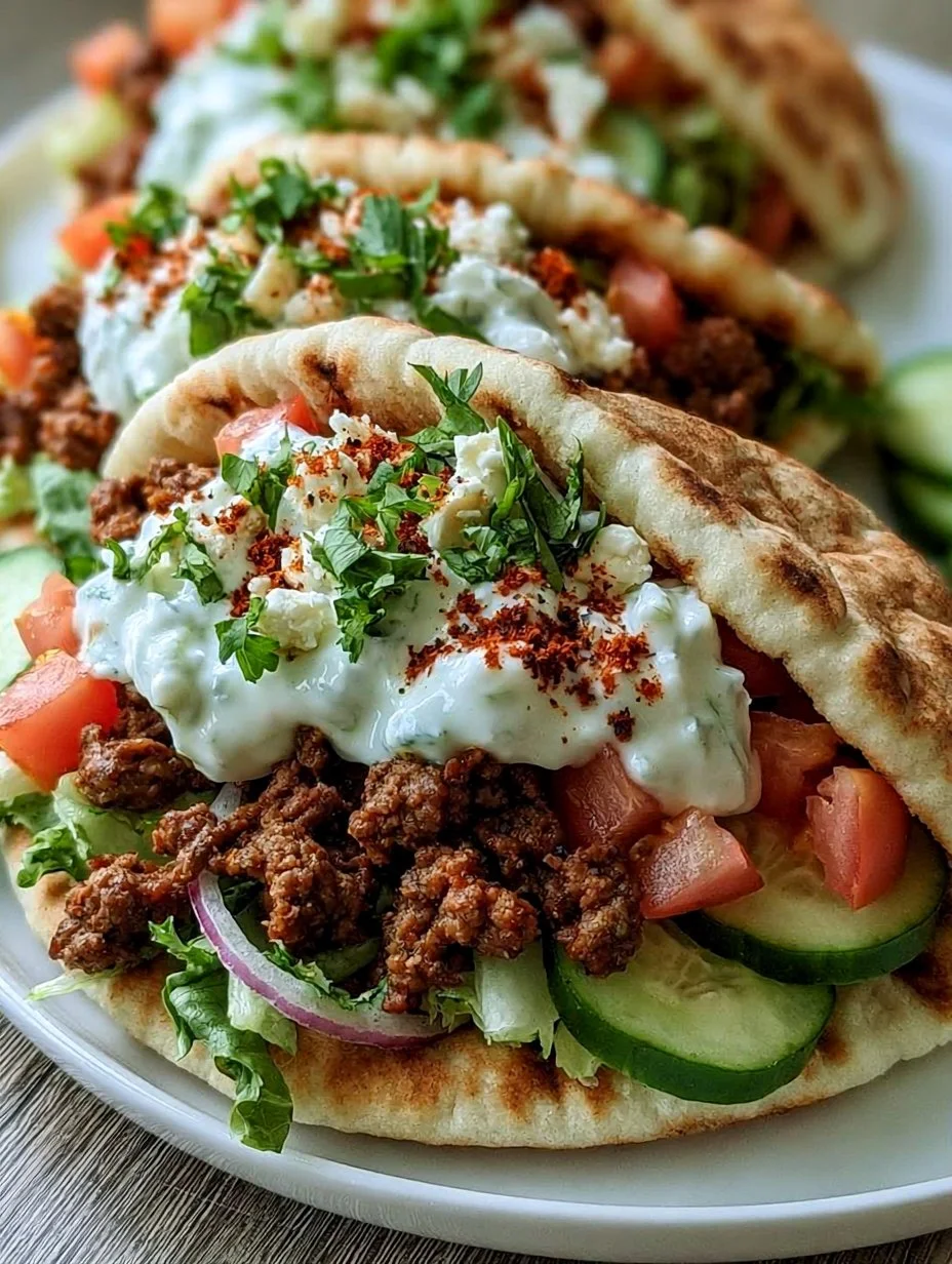 Mediterrane Pita-Taschen mit Rinderhackfleisch