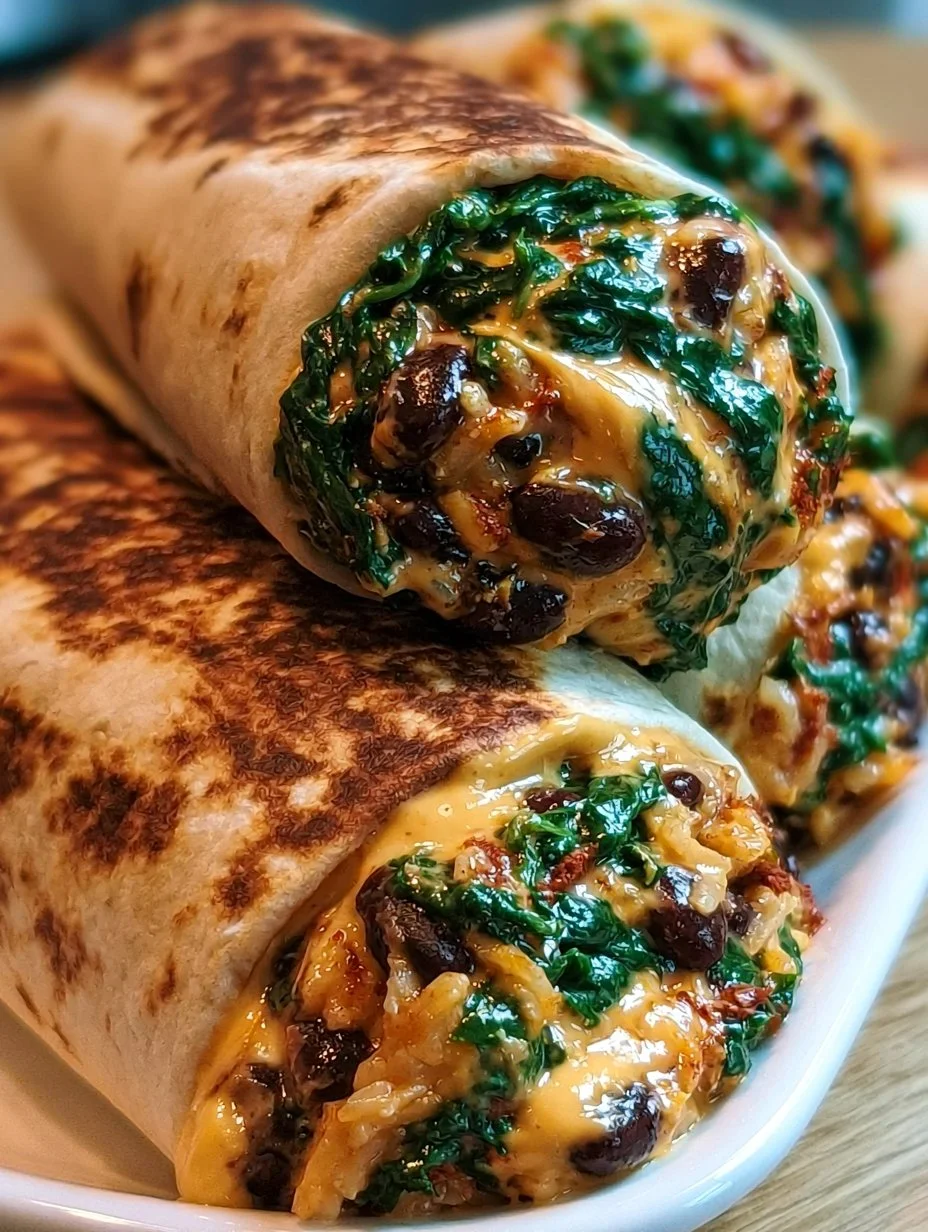 Schwarzbohnen- und Spinat-Burritos