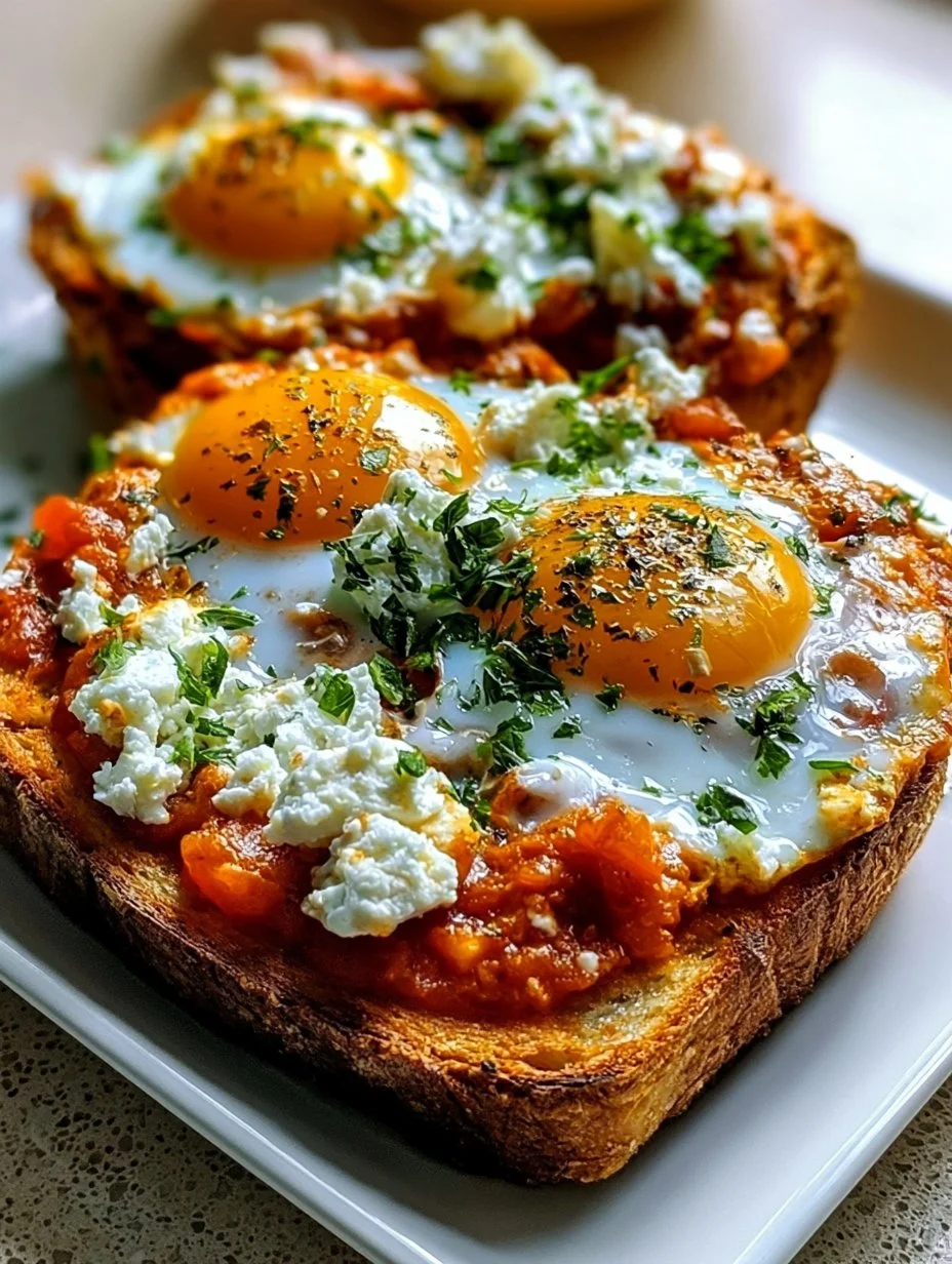 Shakshouka-Toast mit Feta-Spiegeleiern