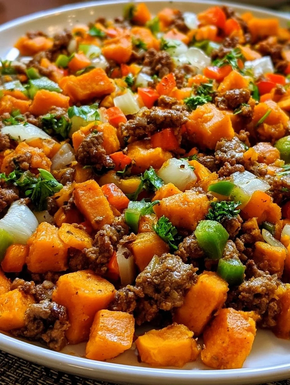 Südwestliche Rinderhackfleisch- und Süßkartoffel-Pfanne