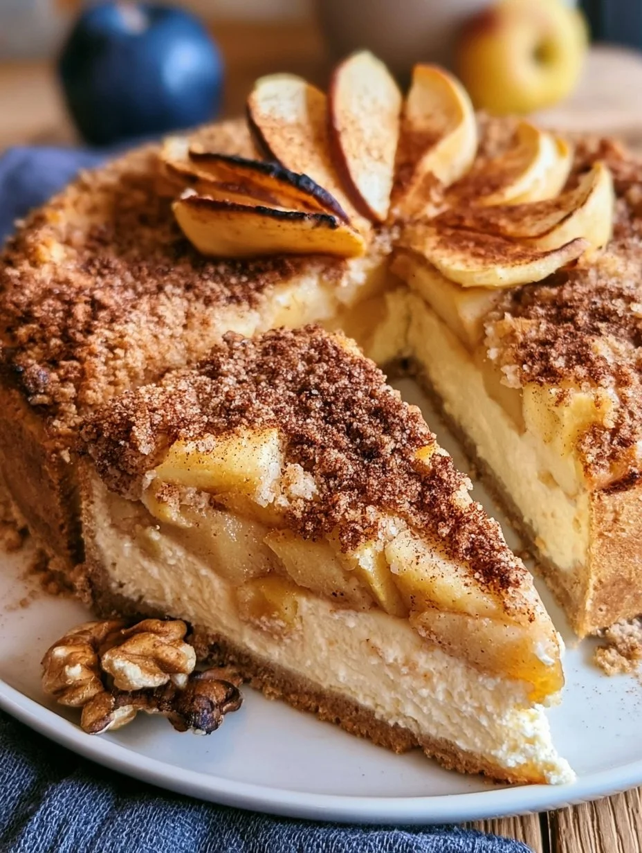 Würziger Bratapfel- Käsekuchen mit Zimtstreuseln